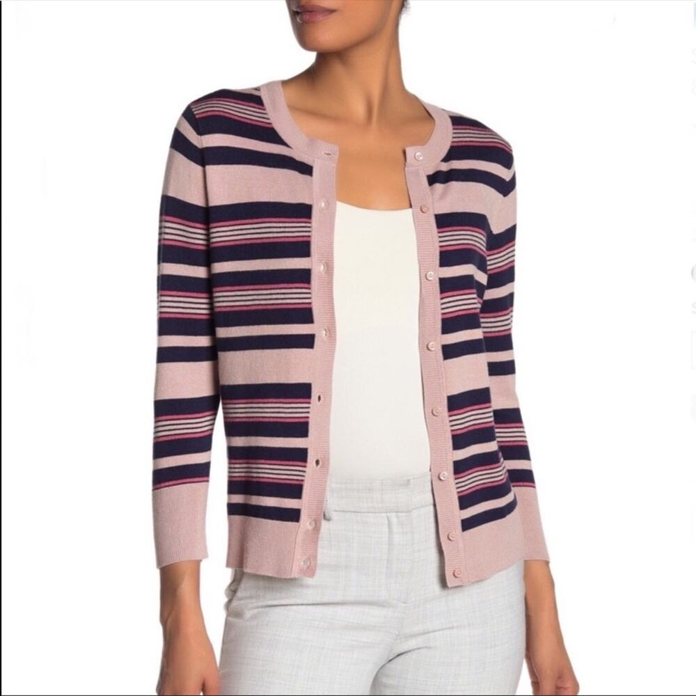 Halogen Pink and Navy Striped Cardigan